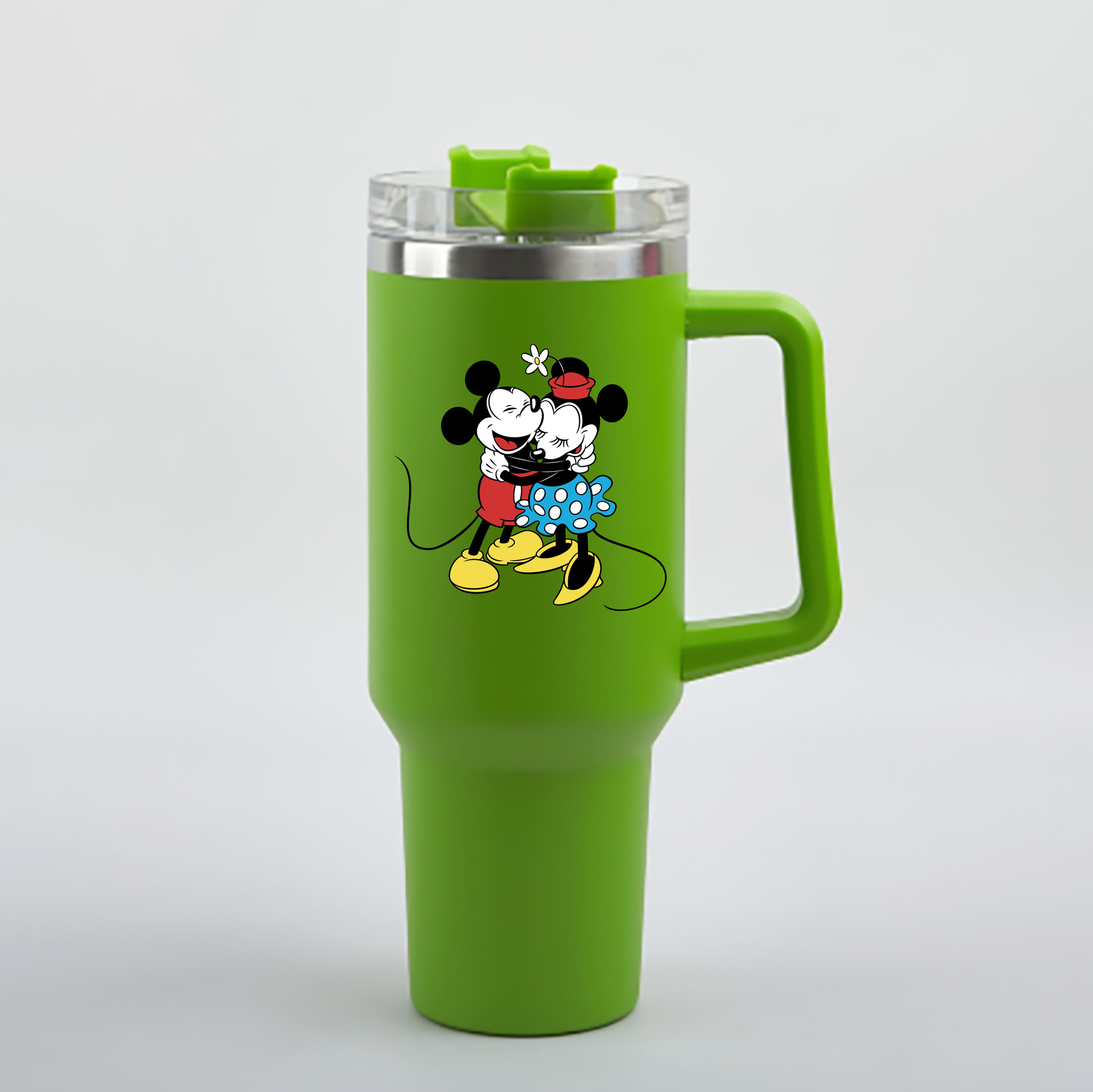 （画像用） ミッキーマウス Mickey Mouse 1200mL車用タンブラー - クリスタルステッカー（プラスチックストロー付き）